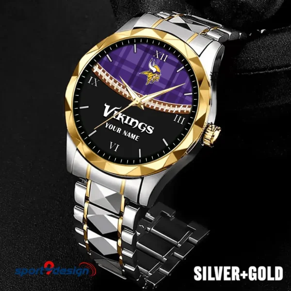 Minnesota Vikings Men Watch Classic Business Calendar Week Stainless Steel Waterproof MTTDMW373