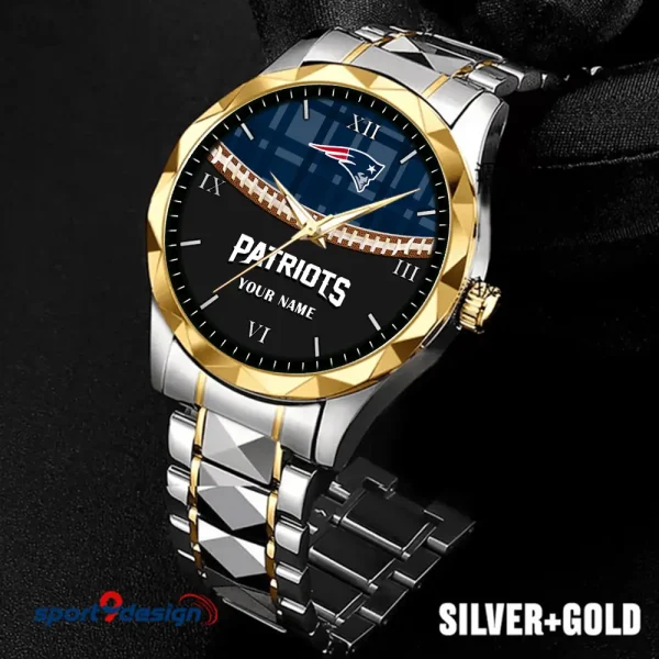 New England Patriots Men Watch Classic Business Calendar Week Stainless Steel Waterproof MTTDMW374