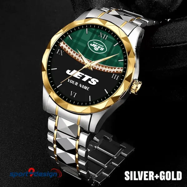 New York Jets Men Watch Classic Business Calendar Week Stainless Steel Waterproof MTTDMW377