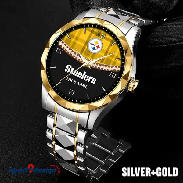 Pittsburgh Steelers Men Watch Classic Business Calendar Week Stainless Steel Waterproof MTTDMW379