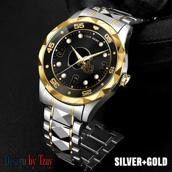 Cleveland Browns Men Watch Classic Business Calendar Week Stainless Steel Waterproof MTTDMW392