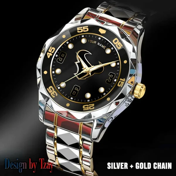 Houston Texans Men Watch Classic Business Calendar Week Stainless Steel Waterproof MTTDMW397 - Image 2