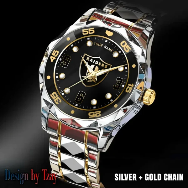Las Vegas Raiders Men Watch Classic Business Calendar Week Stainless Steel Waterproof MTTDMW401 - Image 3