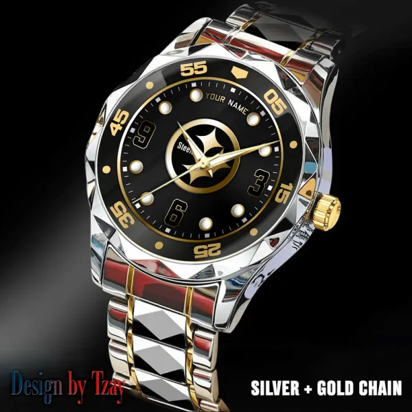 Pittsburgh Steelers Men Watch Classic Business Calendar Week Stainless Steel Waterproof MTTDMW411 - Image 2