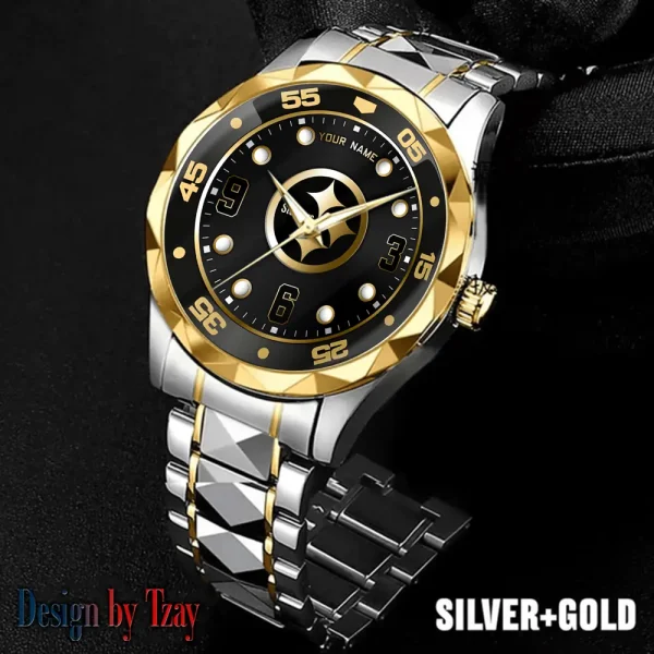 Pittsburgh Steelers Men Watch Classic Business Calendar Week Stainless Steel Waterproof MTTDMW411