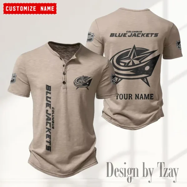 Columbus Blue Jackets NHL Men’s Button Designer T-Shirts New Fashion 2025 ANZMBHCTS104 - Image 2