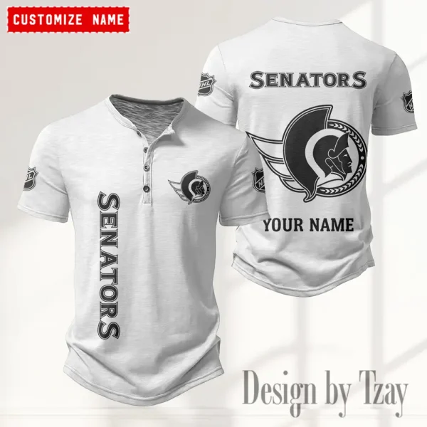 Ottawa Senators NHL Men’s Button Designer T-Shirts New Fashion 2025 ANZMBHCTS116 - Image 2