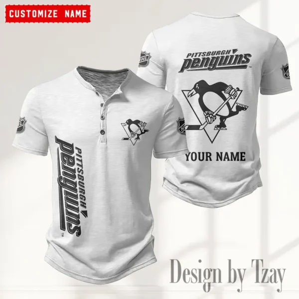 Pittsburgh Penguins NHL Men’s Button Designer T-Shirts New Fashion 2025 ANZMBHCTS118 - Image 3