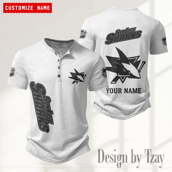 San Jose Sharks NHL Men’s Button Designer T-Shirts New Fashion 2025 ANZMBHCTS119 - Image 2