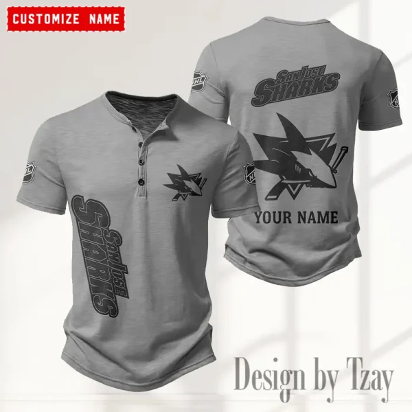 San Jose Sharks NHL Men’s Button Designer T-Shirts New Fashion 2025 ANZMBHCTS119 - Image 3