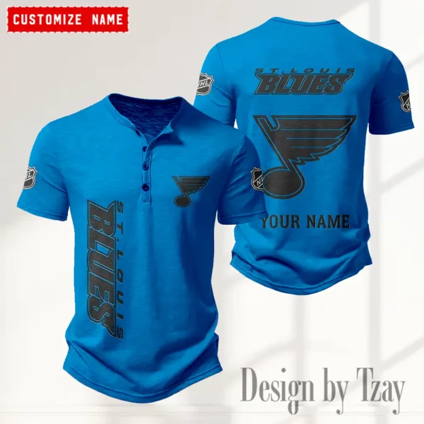 St Louis Blues NHL Men’s Button Designer T-Shirts New Fashion 2025 ANZMBHCTS121 - Image 2