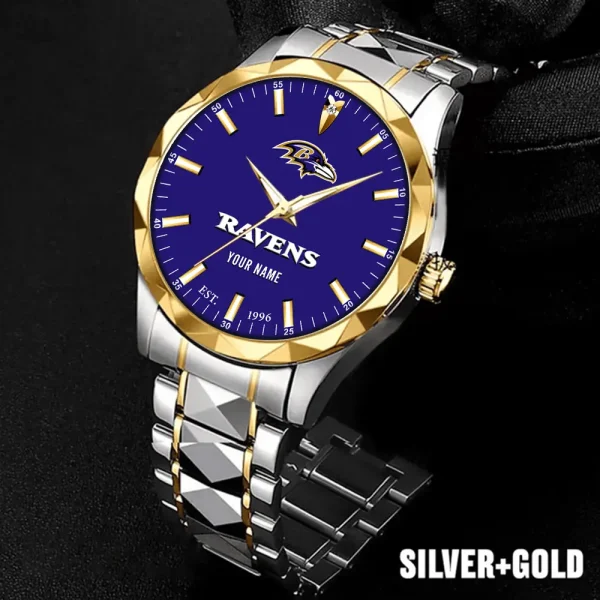 Baltimore Ravens Men Watch Classic Business Calendar Week Stainless Steel Waterproof MTTDMW419