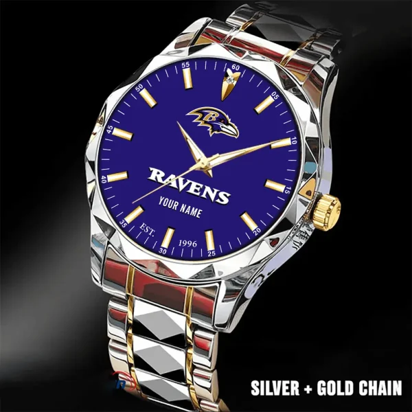 Baltimore Ravens Men Watch Classic Business Calendar Week Stainless Steel Waterproof MTTDMW419 - Image 2