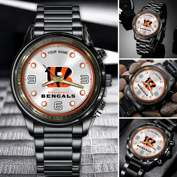 Cincinnati Bengals Fashion Stainless Steel Men Watch 2025 ANZFSSWG007