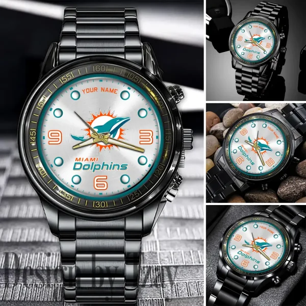 Miami Dolphins Fashion Stainless Steel Men Watch 2025 ANZFSSWG021