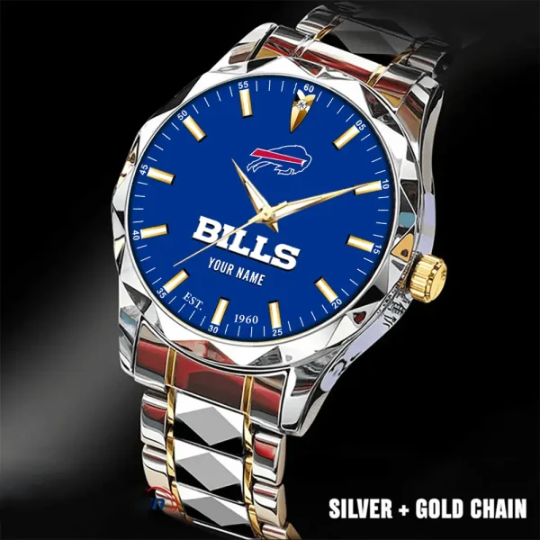 Buffalo Bills Men Watch Classic Business Calendar Week Stainless Steel Waterproof MTTDMW420