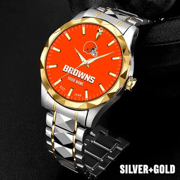 Cleveland Browns Men Watch Classic Business Calendar Week Stainless Steel Waterproof MTTDMW424