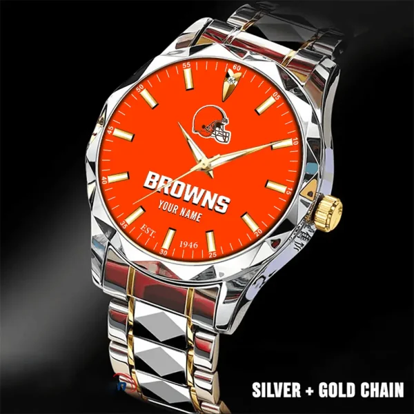 Cleveland Browns Men Watch Classic Business Calendar Week Stainless Steel Waterproof MTTDMW424 - Image 2