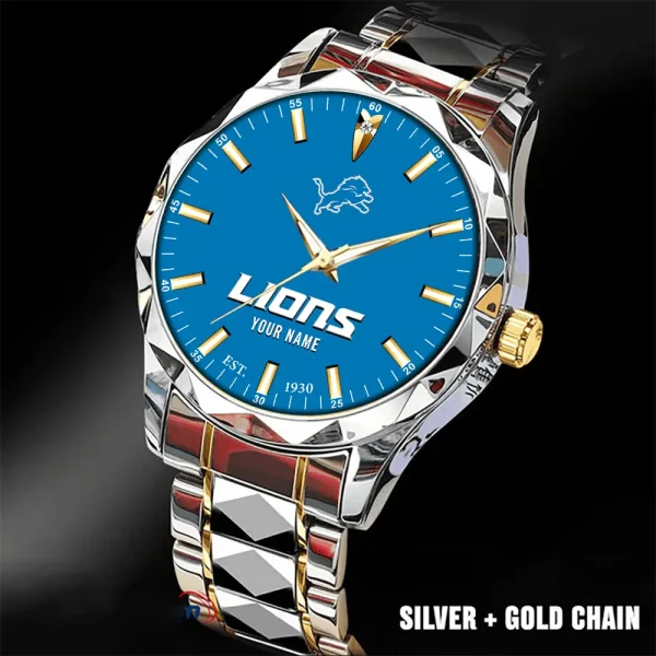 Detroit Lions Men Watch Classic Business Calendar Week Stainless Steel Waterproof MTTDMW427 - Image 2