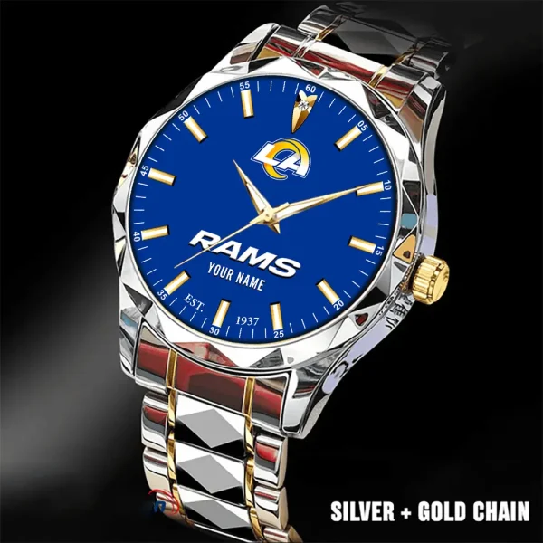 Los Angeles Rams Men Watch Classic Business Calendar Week Stainless Steel Waterproof MTTDMW435 - Image 2