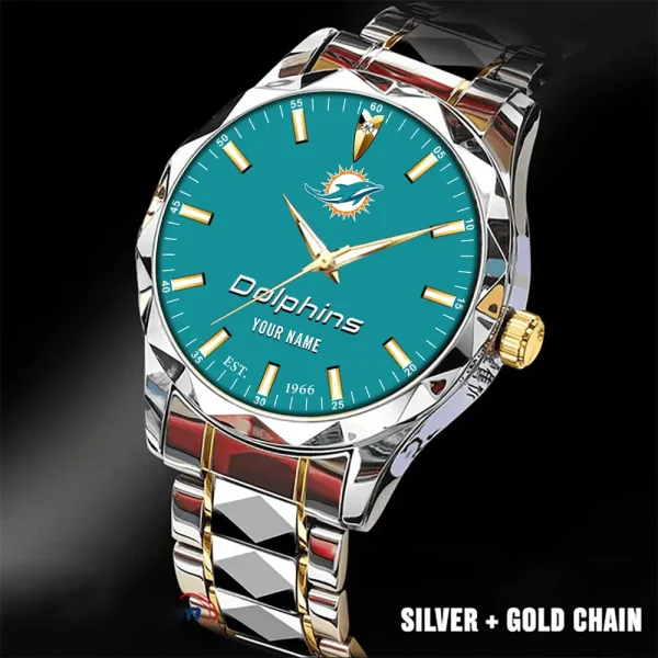 Miami Dolphins Men Watch Classic Business Calendar Week Stainless Steel Waterproof MTTDMW436