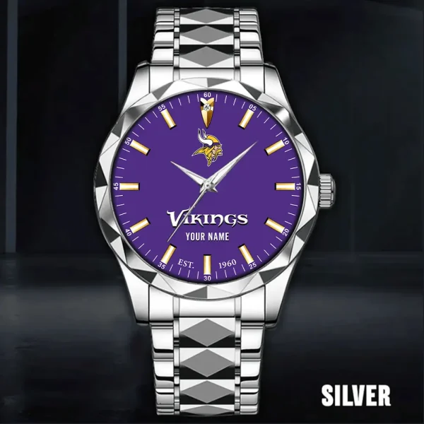 Minnesota Vikings Men Watch Classic Business Calendar Week Stainless Steel Waterproof MTTDMW437 - Image 2