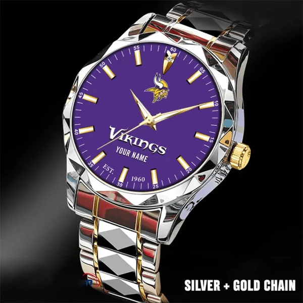 Minnesota Vikings Men Watch Classic Business Calendar Week Stainless Steel Waterproof MTTDMW437 - Image 5