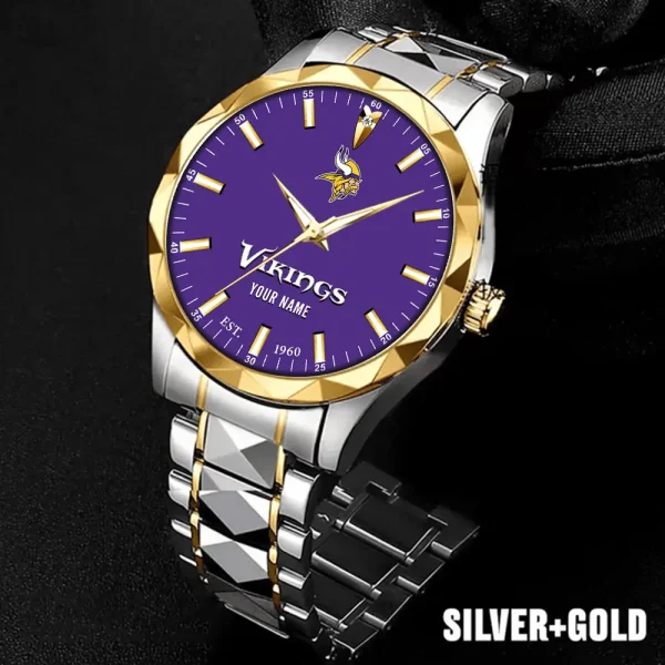 Minnesota Vikings Men Watch Classic Business Calendar Week Stainless Steel Waterproof MTTDMW437