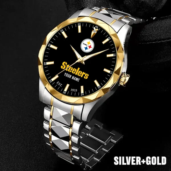 Pittsburgh Steelers Men Watch Classic Business Calendar Week Stainless Steel Waterproof MTTDMW443