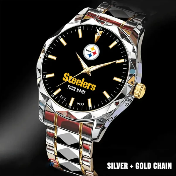 Pittsburgh Steelers Men Watch Classic Business Calendar Week Stainless Steel Waterproof MTTDMW443 - Image 2