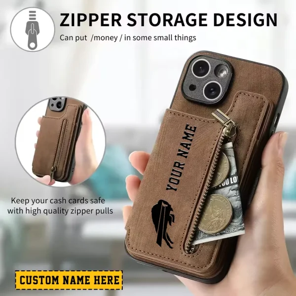 Buffalo Bills Leather Magnetic Card Solt Wallet Pocket With Holder Zipper Case ANZZCSWLC004 - Image 2