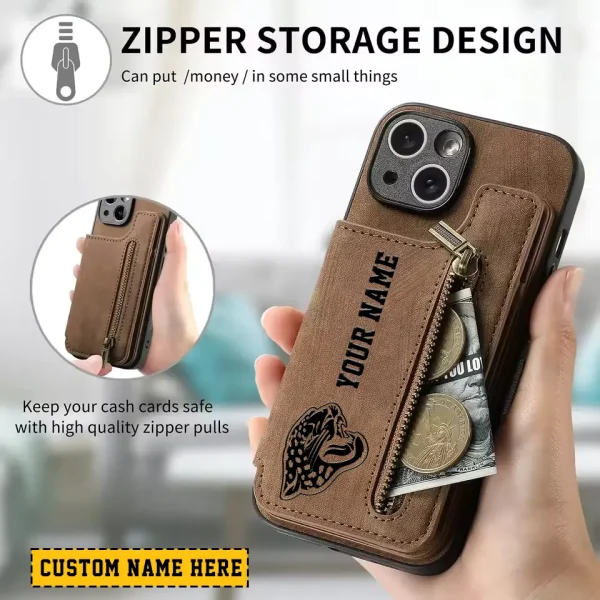 Jacksonville Jaguars Leather Magnetic Card Solt Wallet Pocket With Holder Zipper Case ANZZCSWLC015 - Image 2