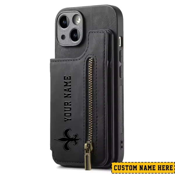New Orleans Saints Leather Magnetic Card Solt Wallet Pocket With Holder Zipper Case ANZZCSWLC023