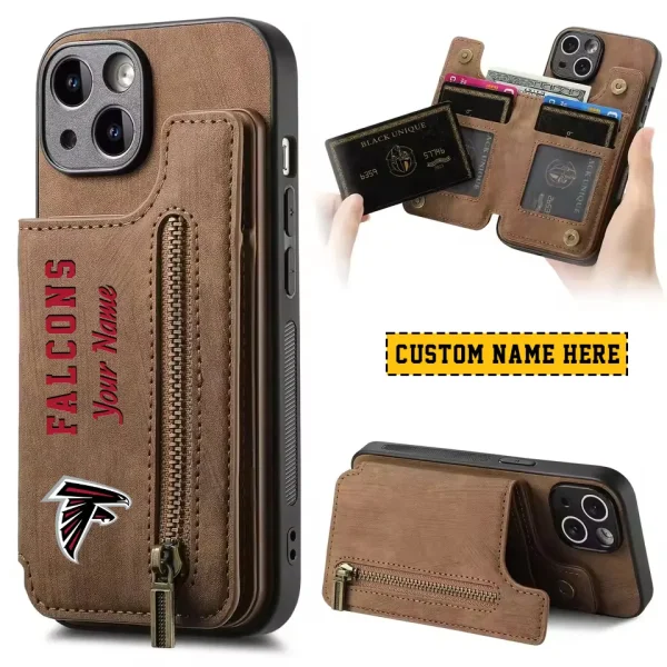 Atlanta Falcons Leather Magnetic Card Solt Wallet Pocket With Holder Zipper Case ANZZCSWLC034