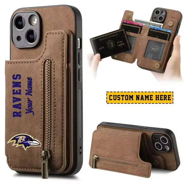 Baltimore Ravens Leather Magnetic Card Solt Wallet Pocket With Holder Zipper Case ANZZCSWLC035