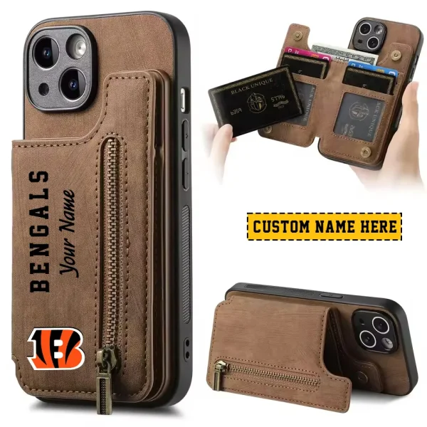 Cincinnati Bengals Leather Magnetic Card Solt Wallet Pocket With Holder Zipper Case ANZZCSWLC039
