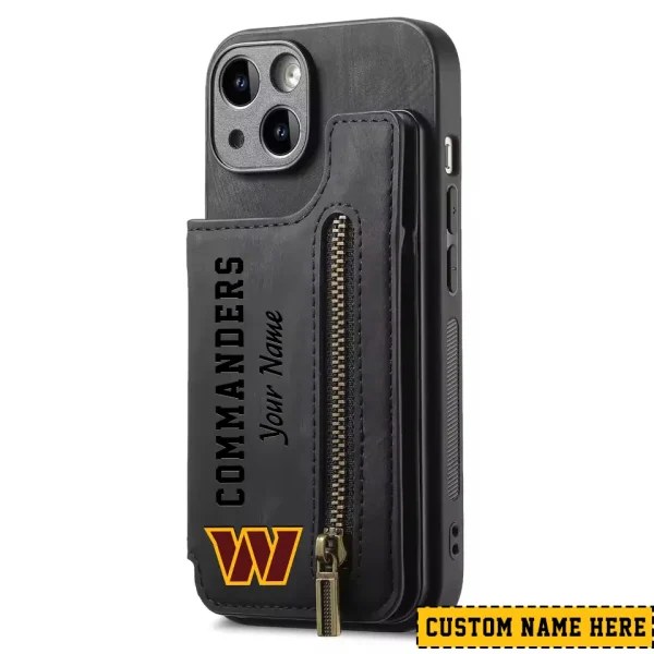 Washington Commanders Leather Magnetic Card Solt Wallet Pocket With Holder Zipper Case ANZZCSWLC064