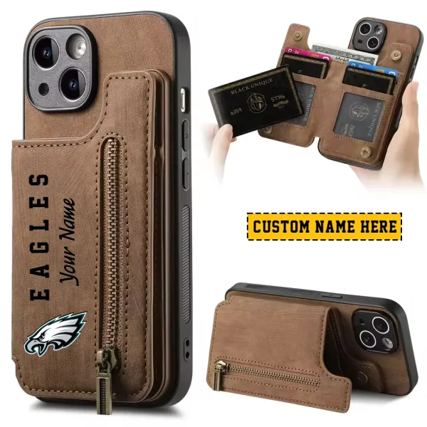 Philadelphia Eagles Leather Magnetic Card Solt Wallet Pocket With Holder Zipper Case ANZZCSWLC058