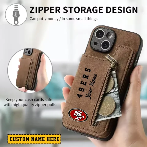 San Francisco 49ers Leather Magnetic Card Solt Wallet Pocket With Holder Zipper Case ANZZCSWLC060 - Image 2