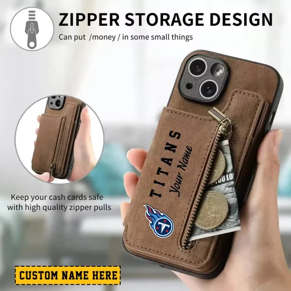 Tennessee Titans Leather Magnetic Card Solt Wallet Pocket With Holder Zipper Case ANZZCSWLC063 - Image 2