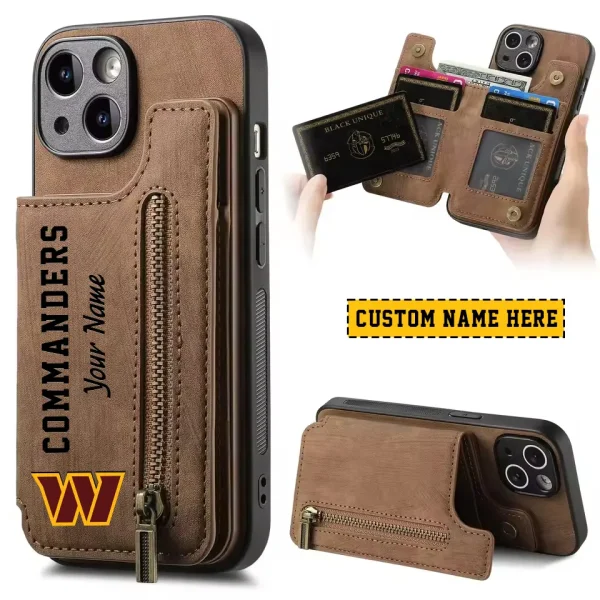 Washington Commanders Leather Magnetic Card Solt Wallet Pocket With Holder Zipper Case ANZZCSWLC064