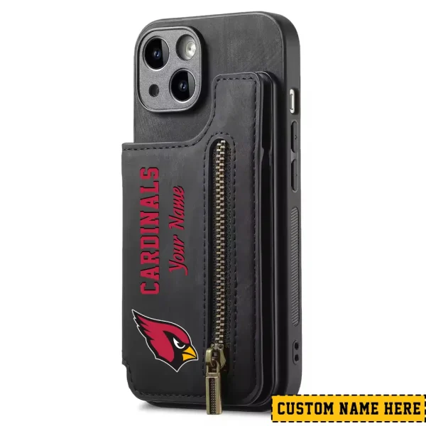 Arizona Cardinals Leather Magnetic Card Solt Wallet Pocket With Holder Zipper Case ANZZCSWLC033