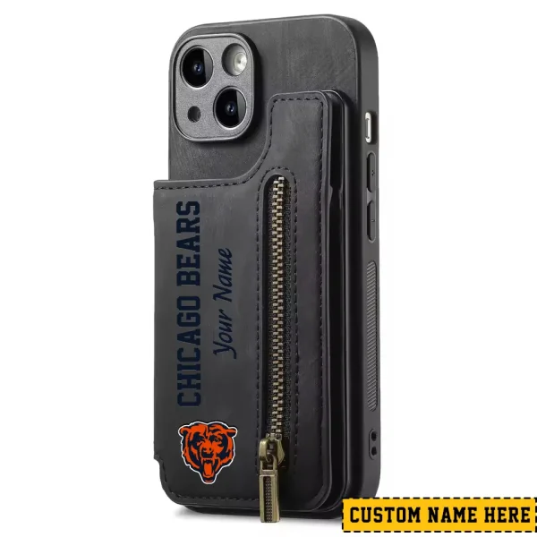 Chicago Bears Leather Magnetic Card Solt Wallet Pocket With Holder Zipper Case ANZZCSWLC038