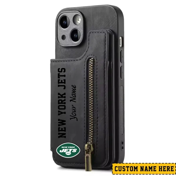 New York Jets Leather Magnetic Card Solt Wallet Pocket With Holder Zipper Case ANZZCSWLC057