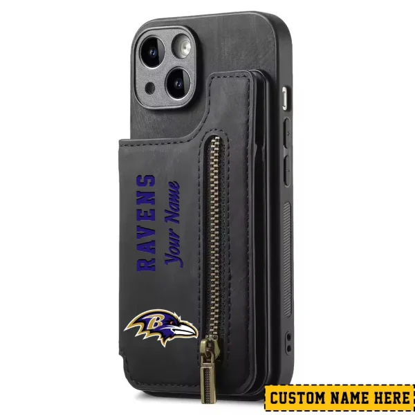 Baltimore Ravens Leather Magnetic Card Solt Wallet Pocket With Holder Zipper Case ANZZCSWLC035