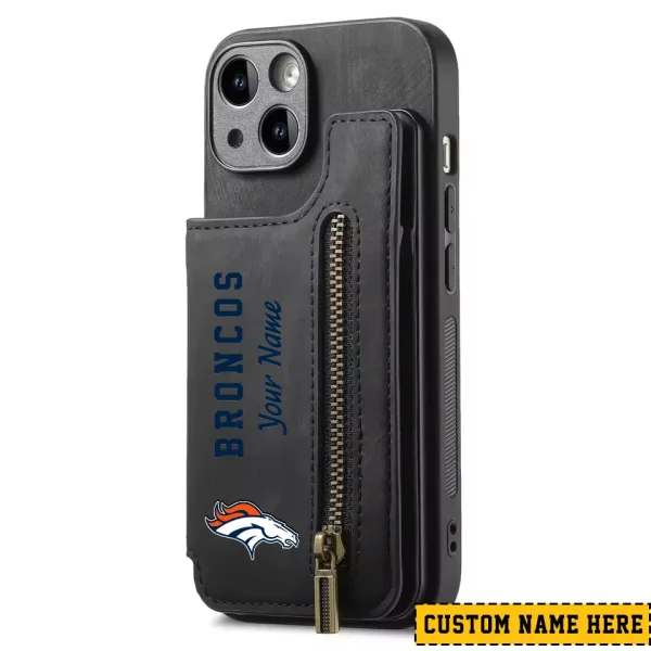 Denver Broncos Leather Magnetic Card Solt Wallet Pocket With Holder Zipper Case ANZZCSWLC042