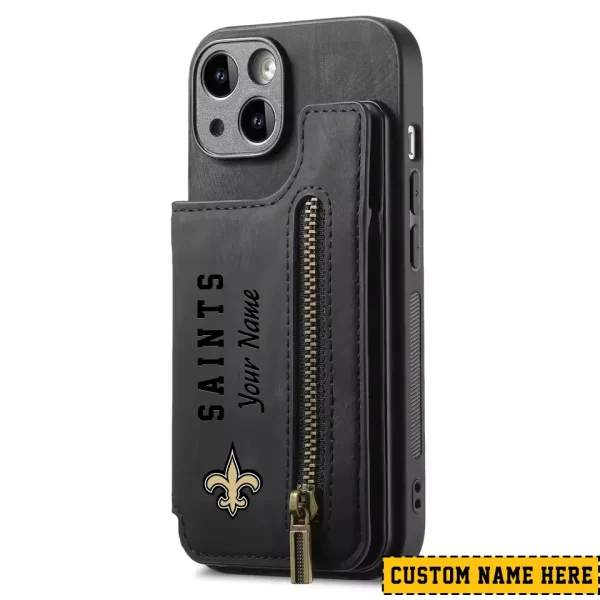 New Orleans Saints Leather Magnetic Card Solt Wallet Pocket With Holder Zipper Case ANZZCSWLC055