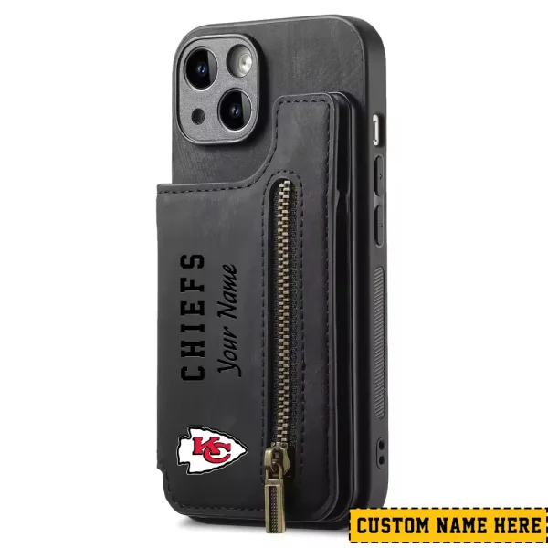 Kansas City Chiefs Leather Magnetic Card Solt Wallet Pocket With Holder Zipper Case ANZZCSWLC048