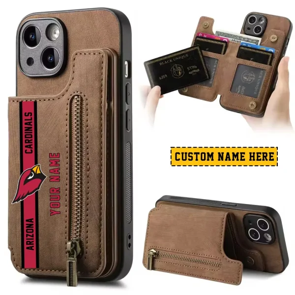 Arizona Cardinals Leather Magnetic Card Solt Wallet Pocket With Holder Zipper Case ANZZCSWLC065