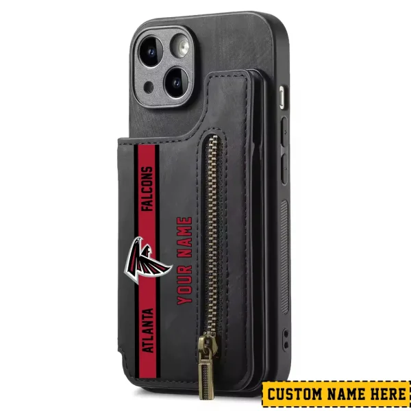 Atlanta Falcons Leather Magnetic Card Solt Wallet Pocket With Holder Zipper Case ANZZCSWLC066